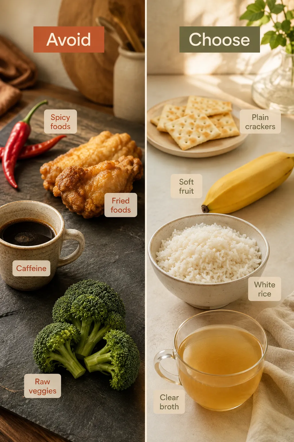 Bland diet choose versus avoid food guide