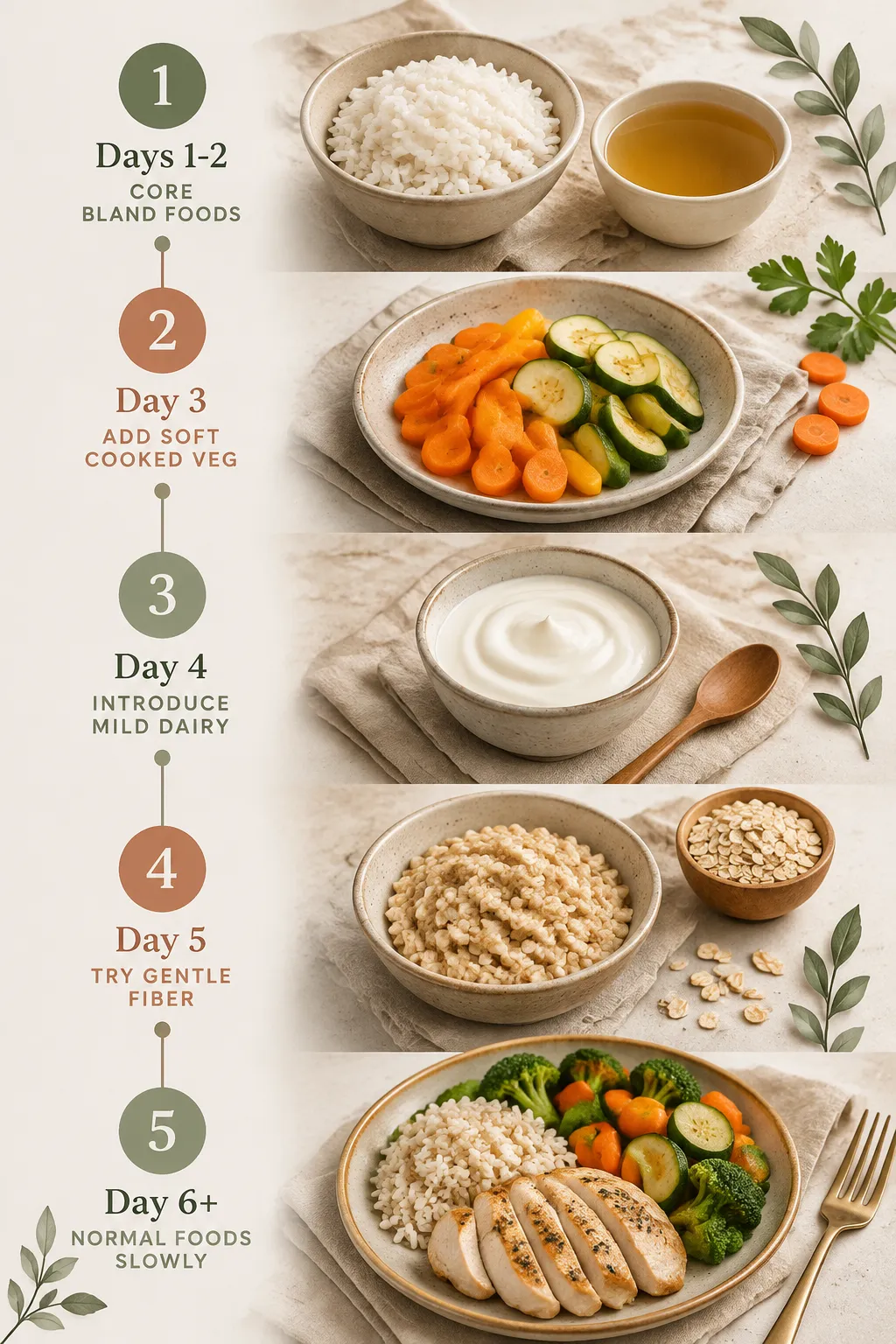Step-by-step bland diet food reintroduction roadmap