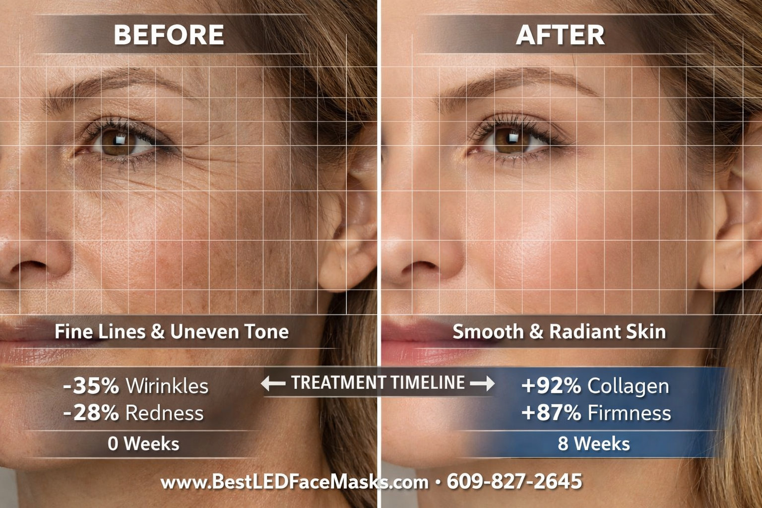 led face mask before and after