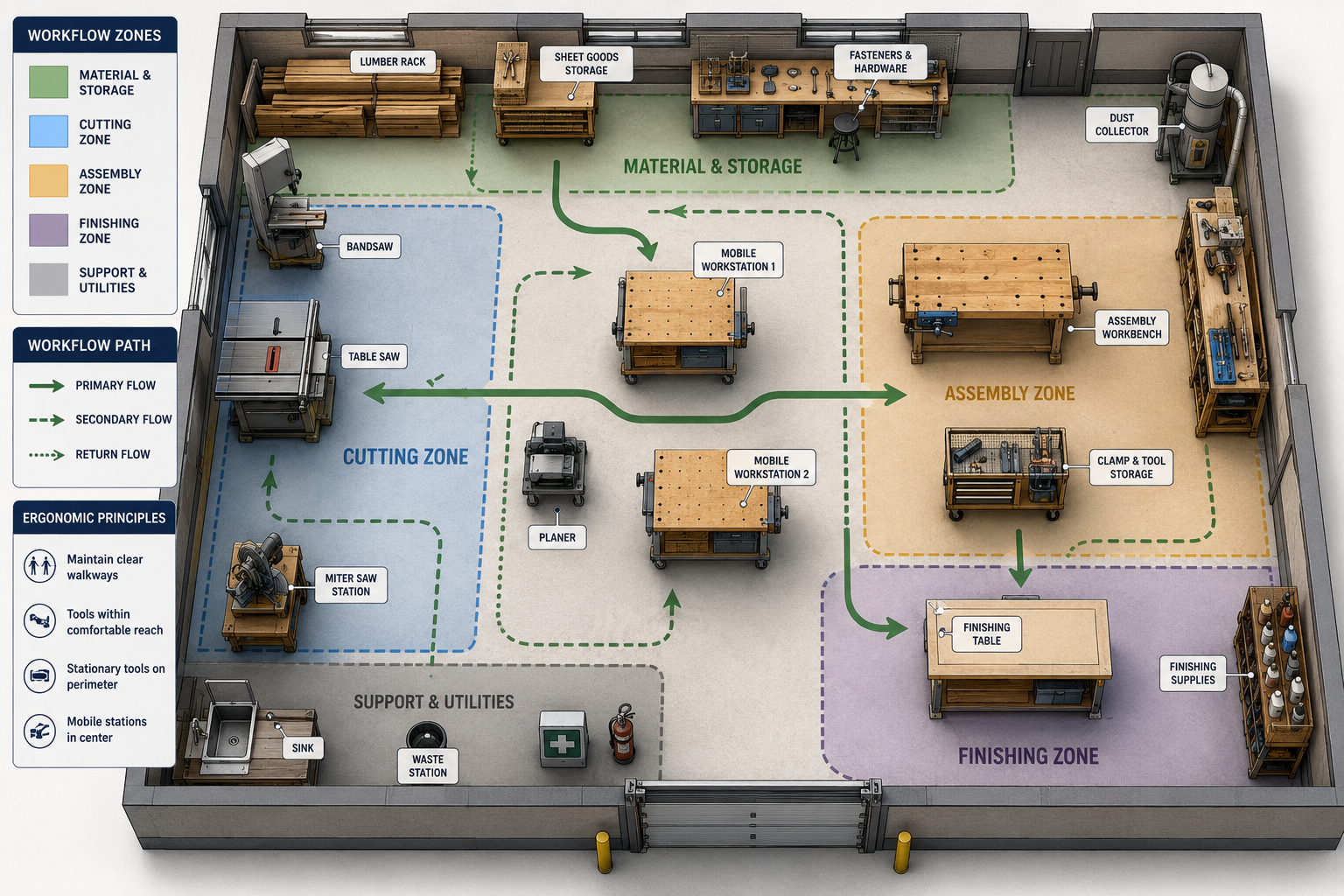 The Foundation: Zoned Layout and Workflow Streamlining for Optimizing Your Small Workshop Layout: Ergonomics, Workflow, and S