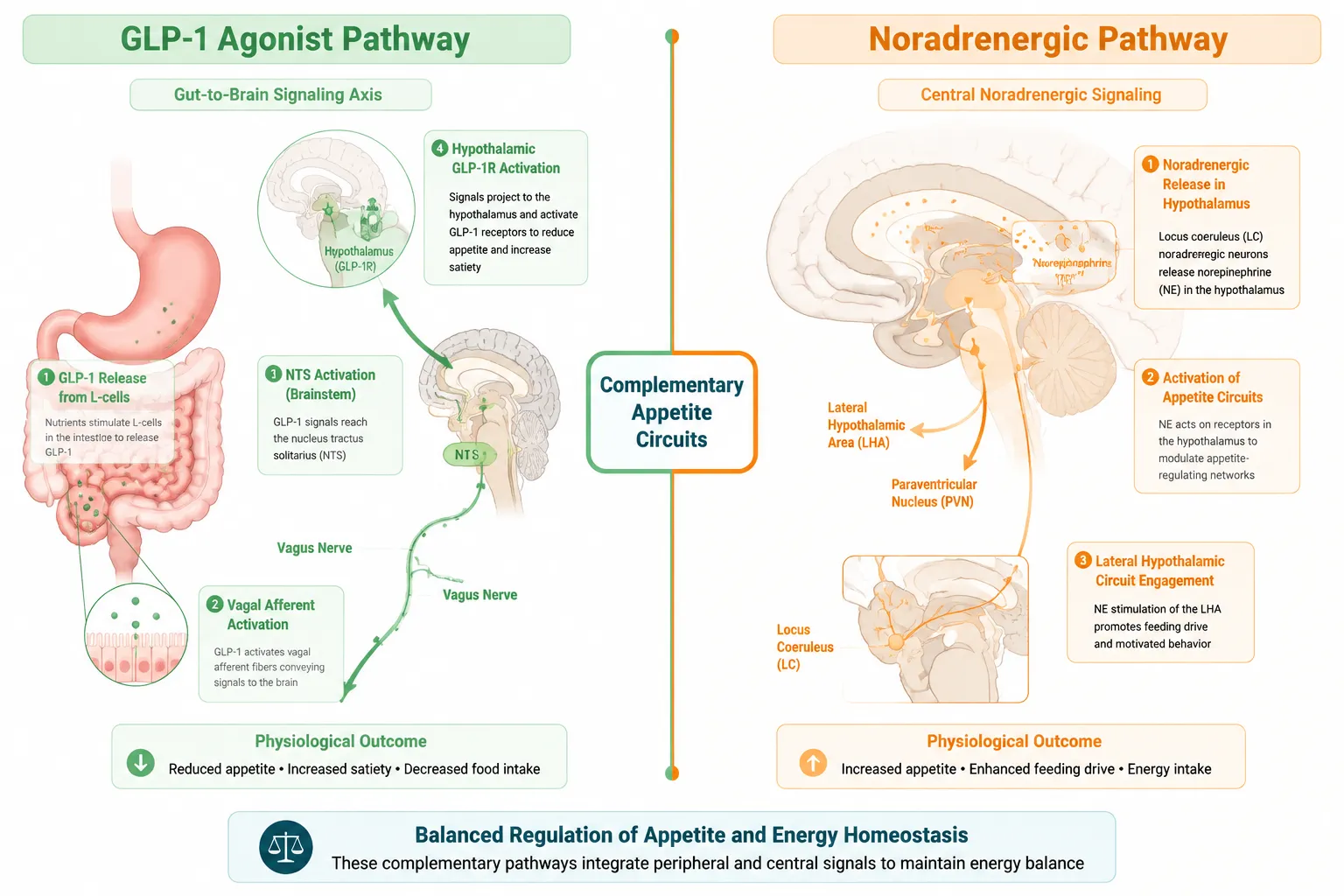 Noradrenergic Modulation and GLP-1 Receptor Pathways: Where the Circuits Converge