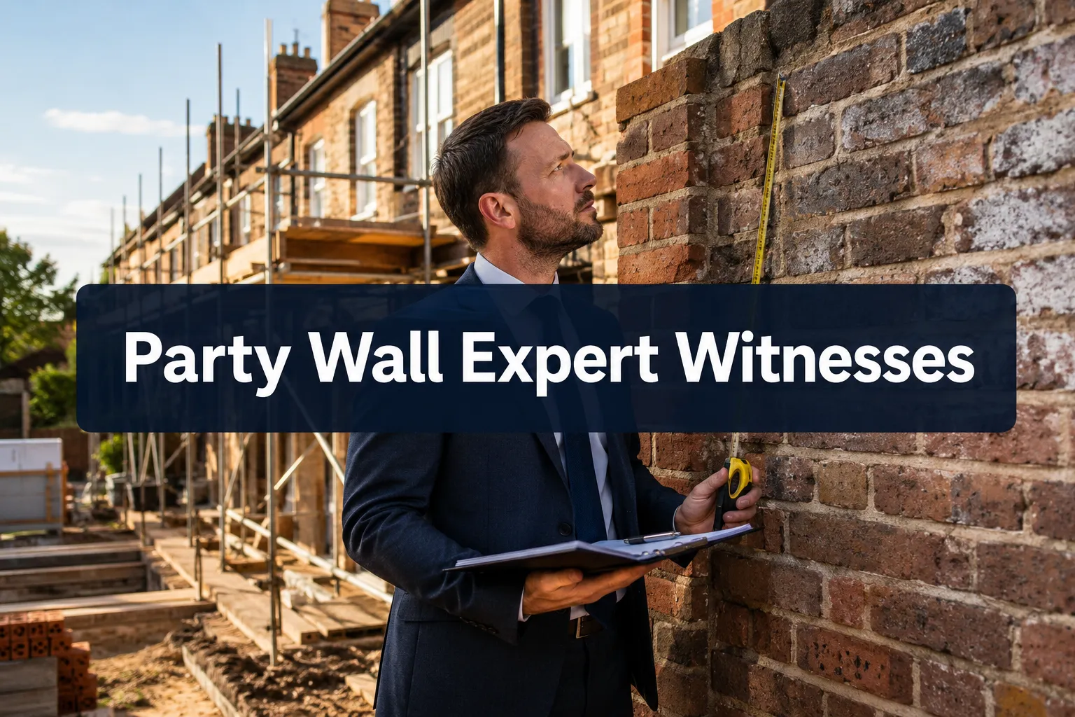 Professional () hero image with (≤42 chars): 'Party Wall Expert Witnesses' in crisp white on a deep navy semi-transparent