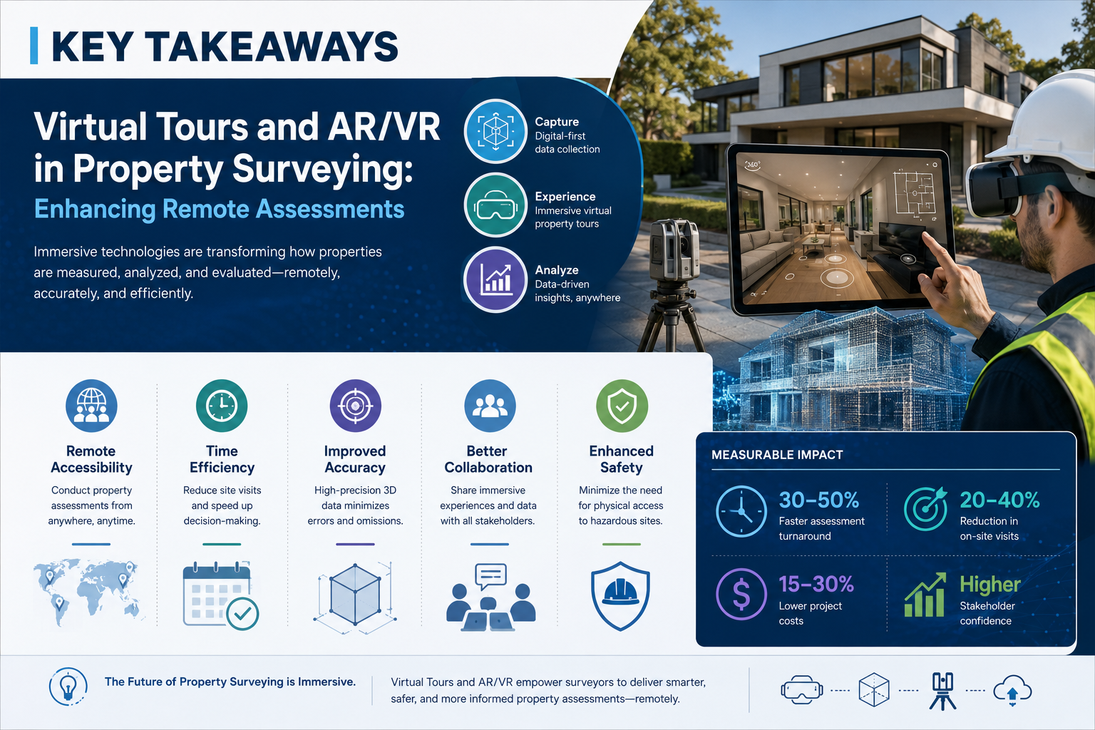 Professional landscape infographic () for article "Virtual Tours and AR/VR in Property Surveying: Enhancing Remote