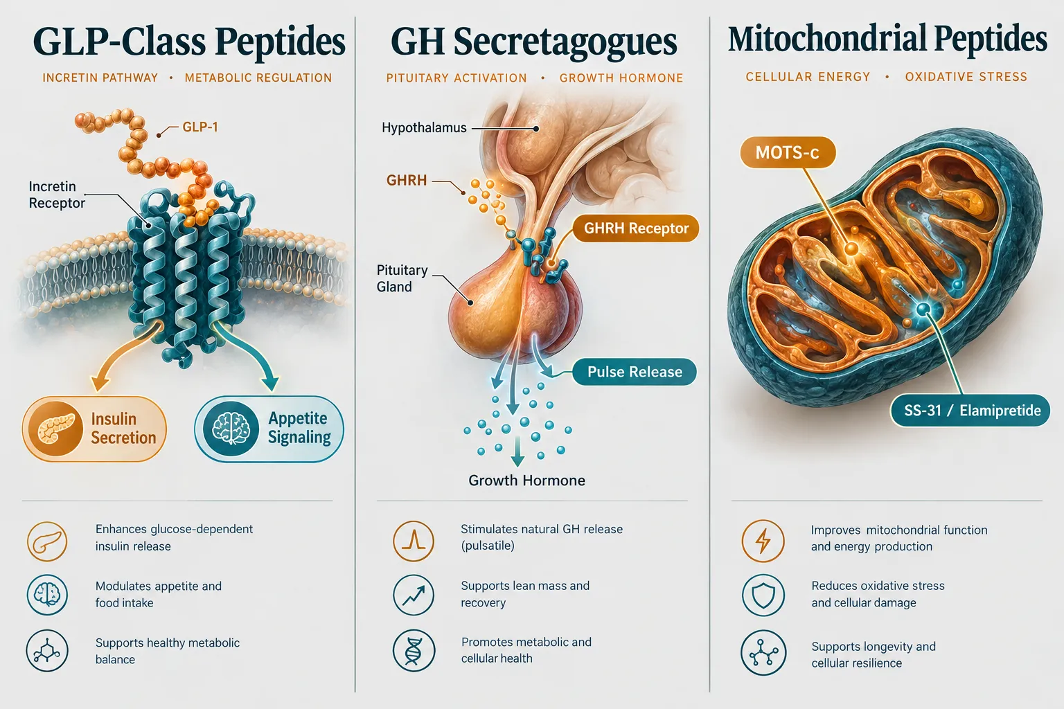 GLP, Growth Hormone, and Mitochondrial Peptides: Where Each Class Fits