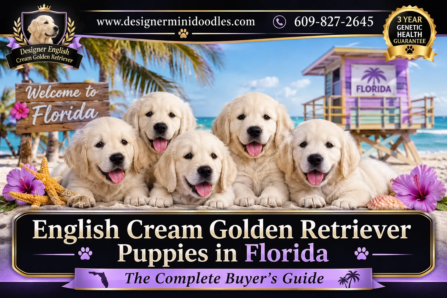 english cream golden retriever puppies in Florida