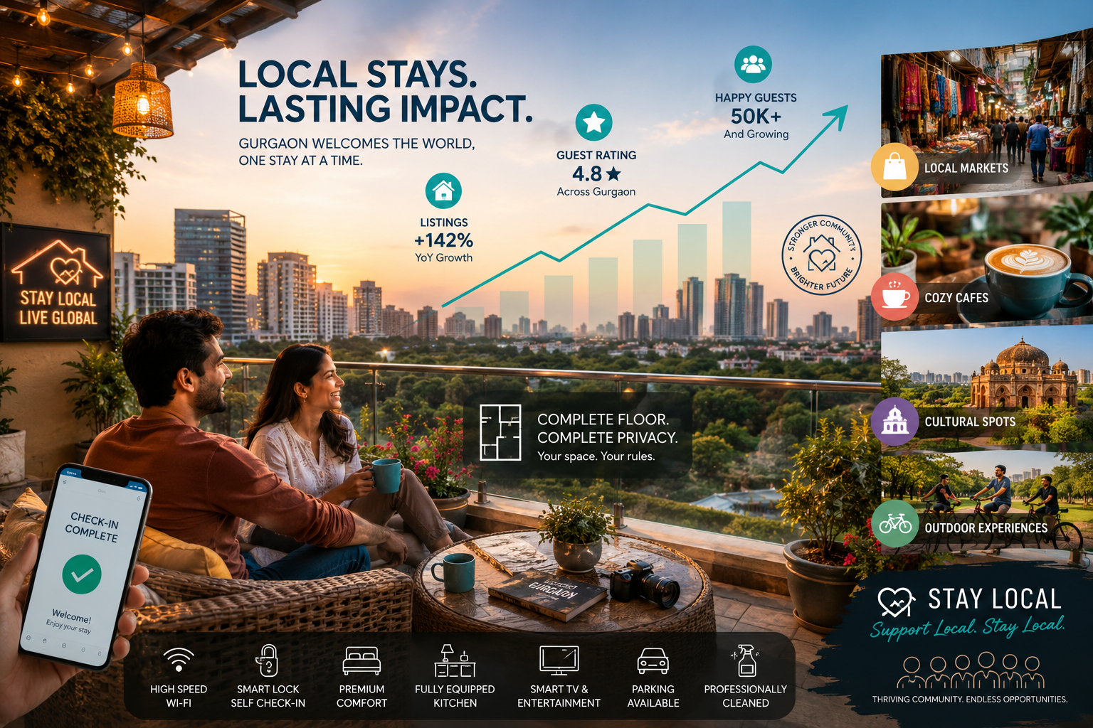 A dynamic landscape image () illustrating the positive impact and growth of the 'Stay-Local' Movement on Gurgaon's