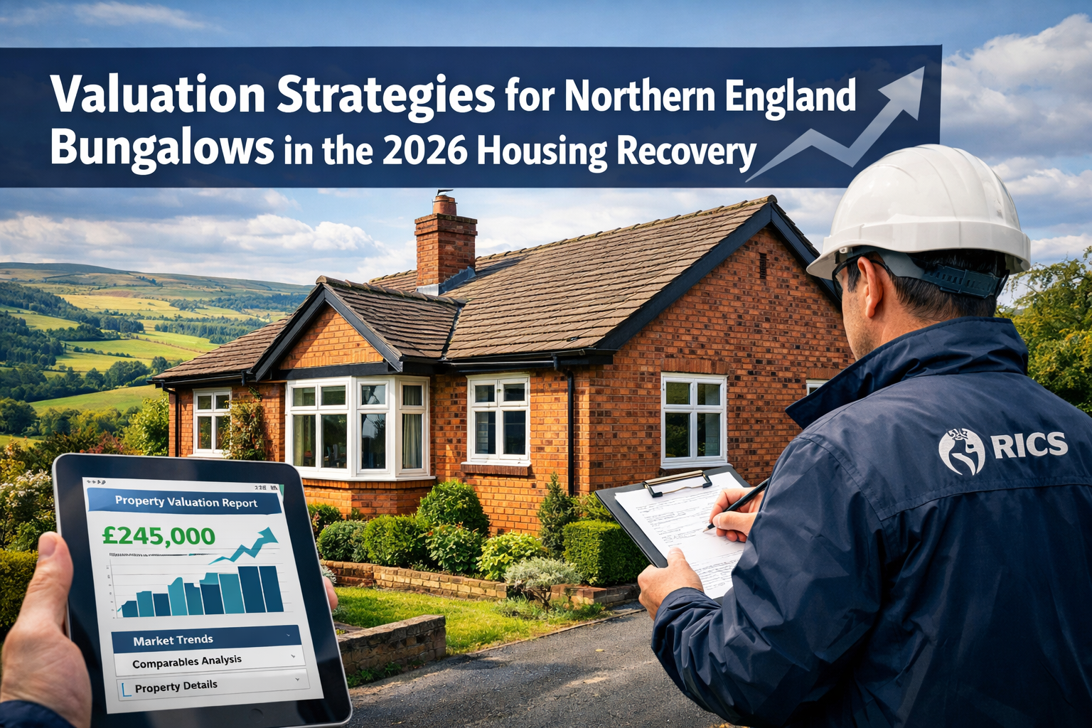 Professional () hero image with : 'Valuation Strategies for Northern England Bungalows in the 2026 Housing Recovery' in