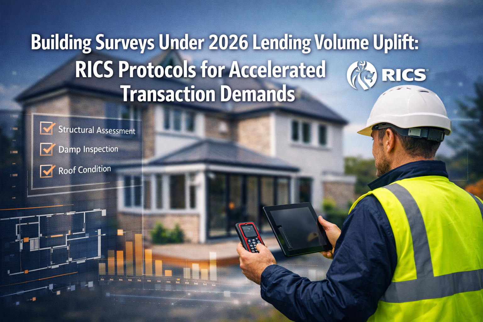 Professional () hero image featuring 'Building Surveys Under 2026 Lending Volume Uplift: RICS Protocols for Accelerated