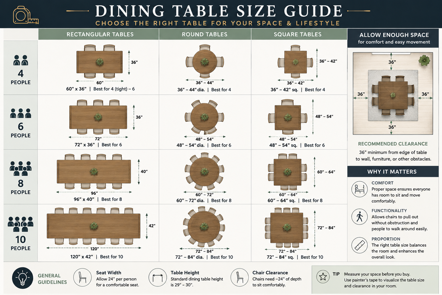 Standard Dining Table Dimensions