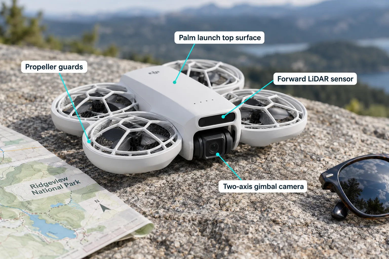 DJI Neo 2 features and flight controls illustration
