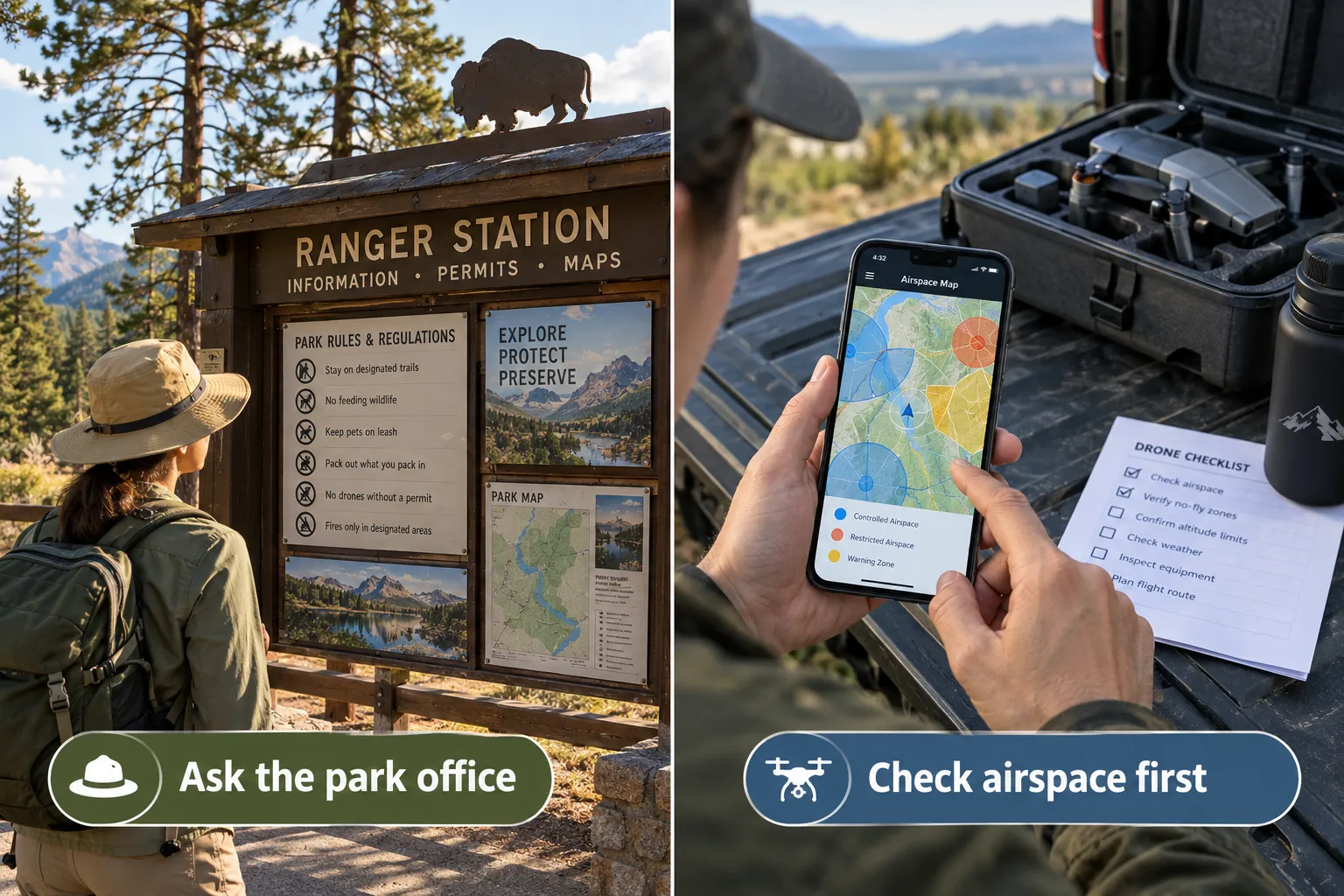 Custer State Park travel drone illustration