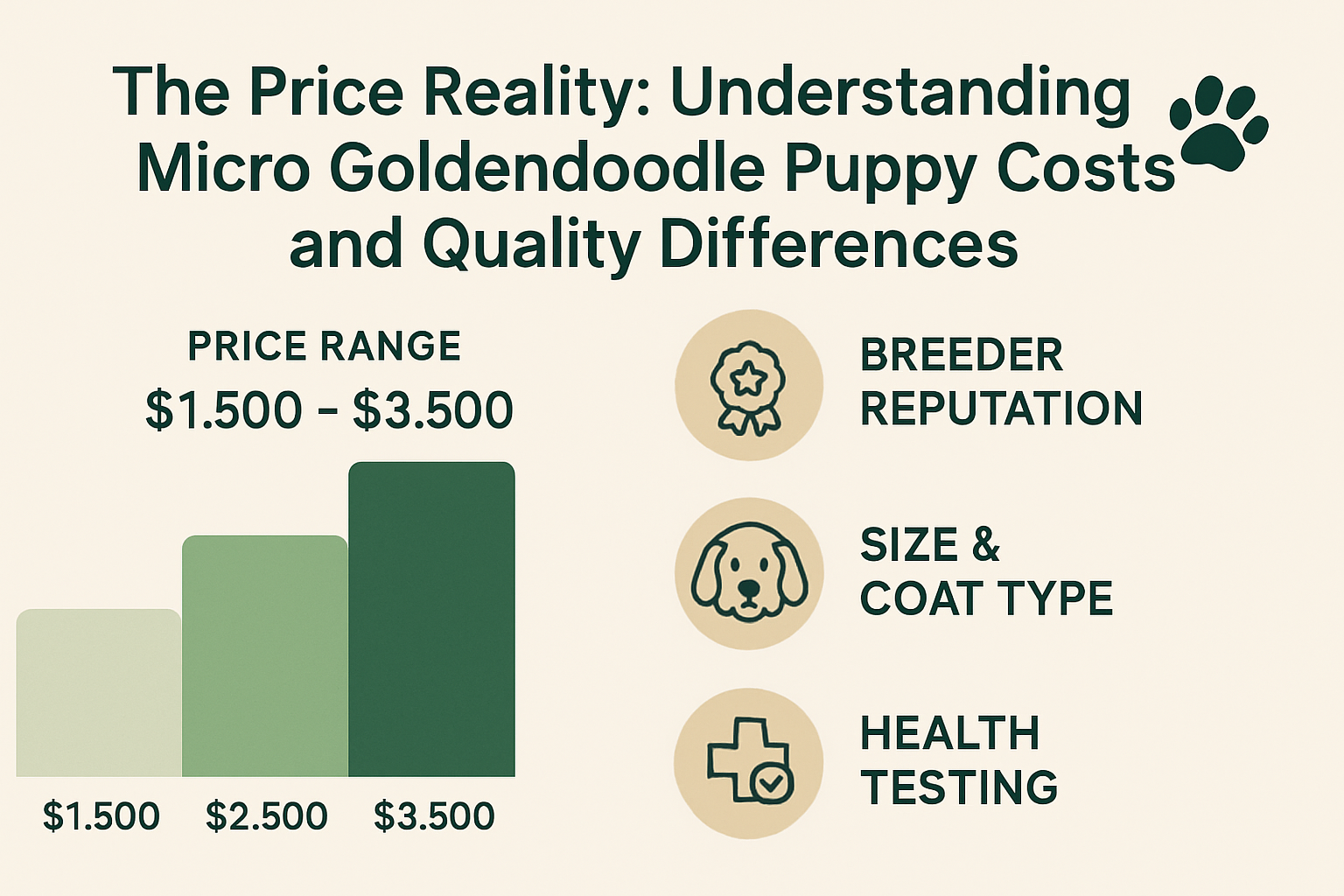 Professional landscape infographic (1536x1024) for article "The Ultimate Guide to Micro Goldendoodle Puppies: America's Most Beloved Tiny Co