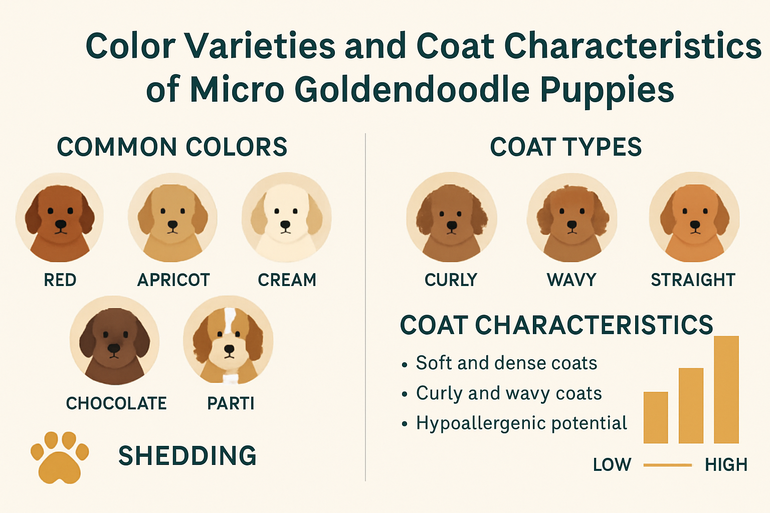 Professional landscape infographic (1536x1024) for article "The Ultimate Guide to Micro Goldendoodle Puppies: America's Most Beloved Tiny Co