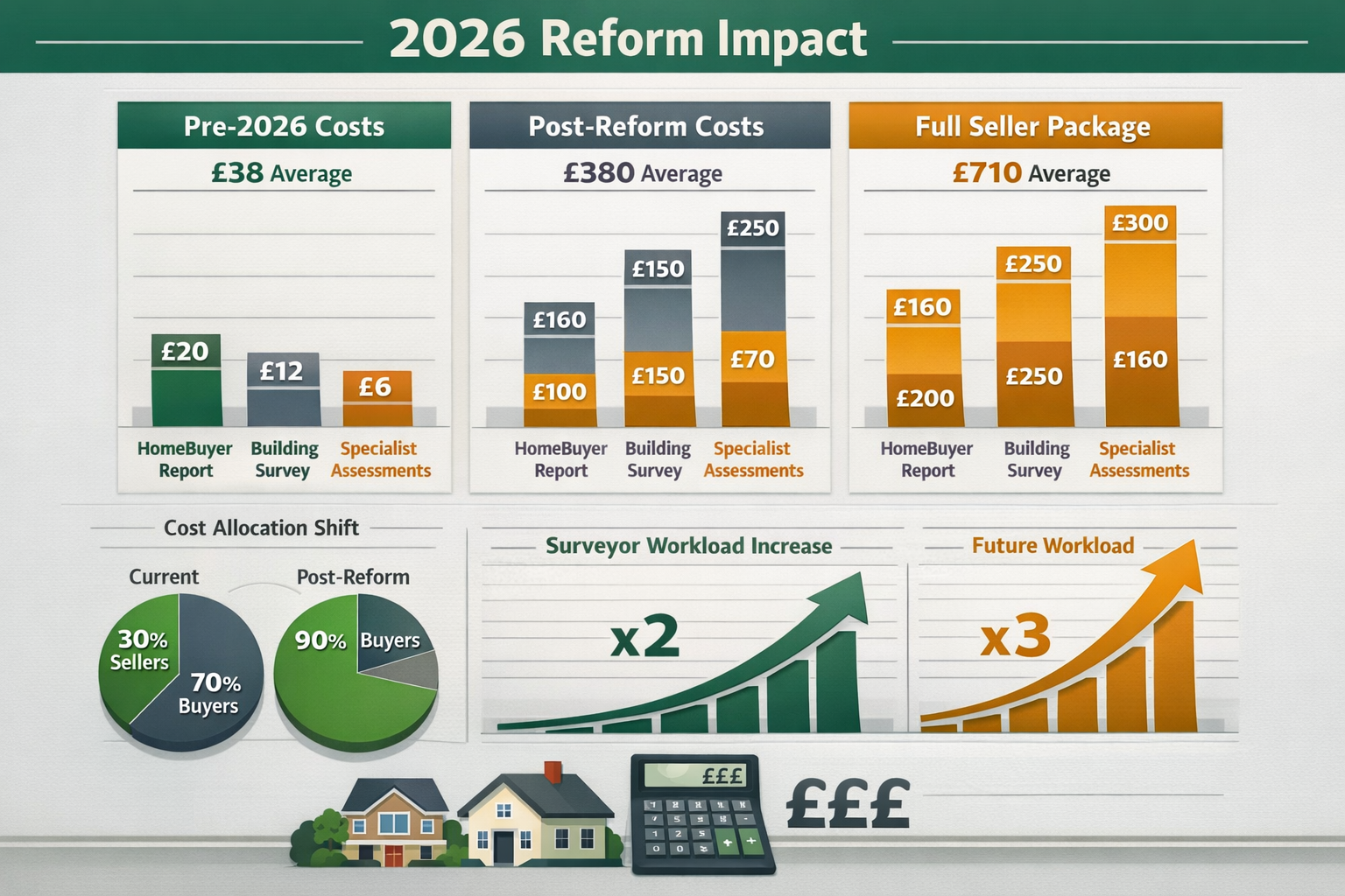 Detailed () infographic-style image displaying comprehensive fee structure comparison table for mandatory upfront building