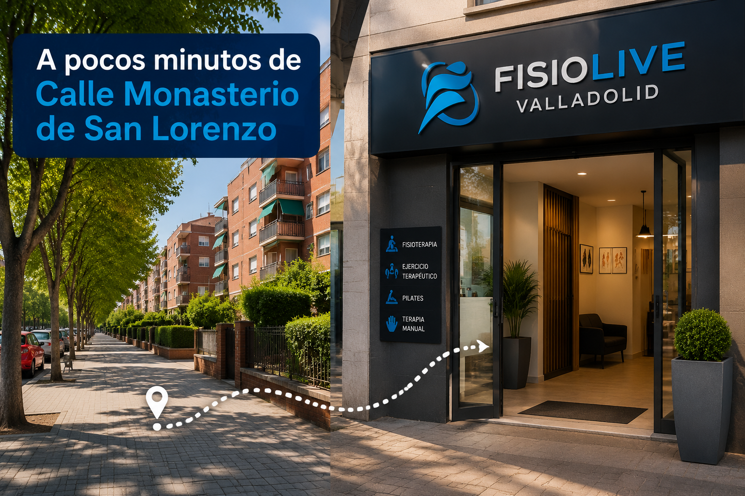 Cómo llegar a Fisiolive Valladolid desde Villa del Prado y la Calle Monasterio de San Lorenzo