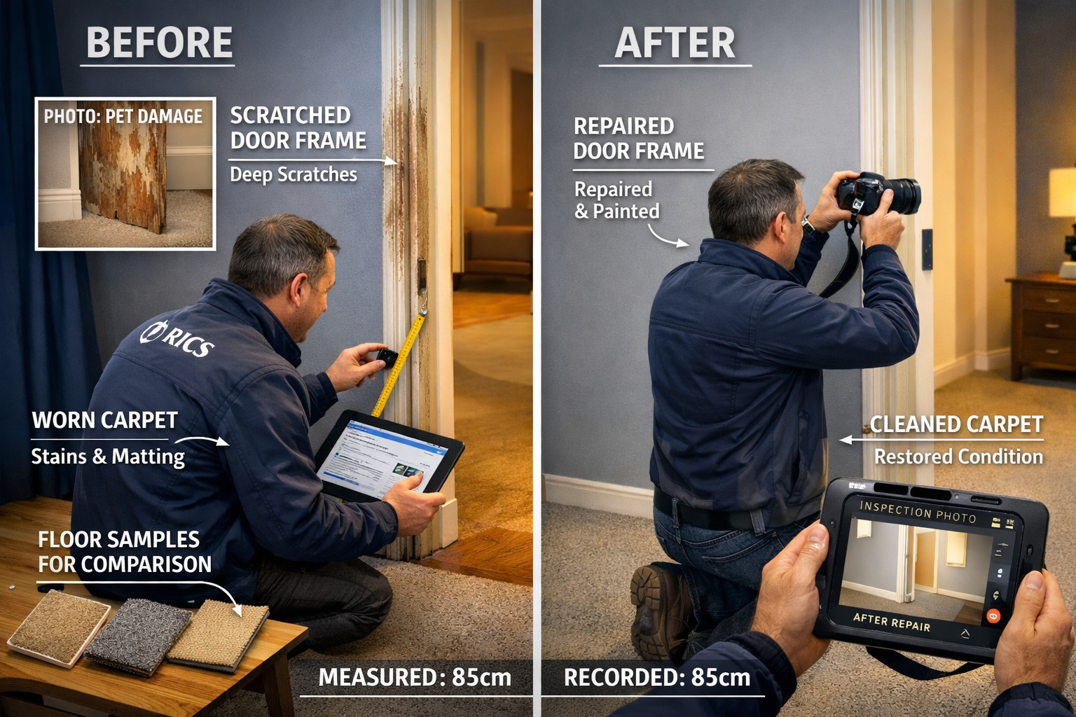 Detailed () image showing professional property valuation scene with RICS-qualified surveyor conducting detailed interior