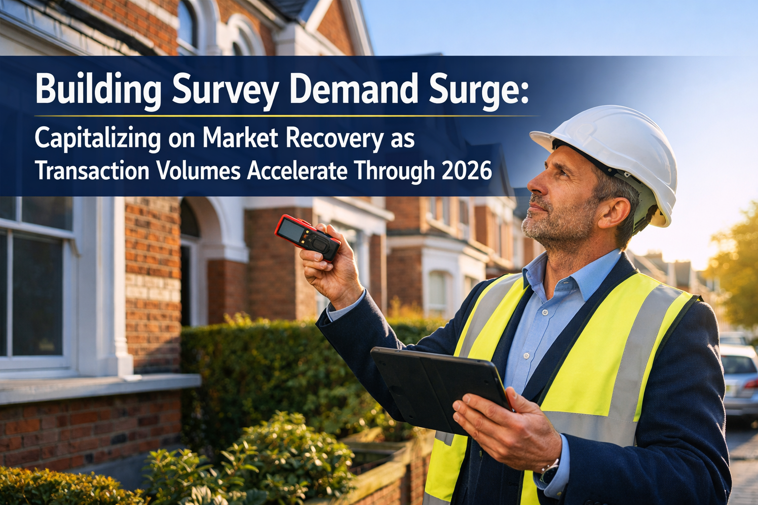 Professional () hero image featuring 'Building Survey Demand Surge: Capitalizing on Market Recovery as Transaction Volumes