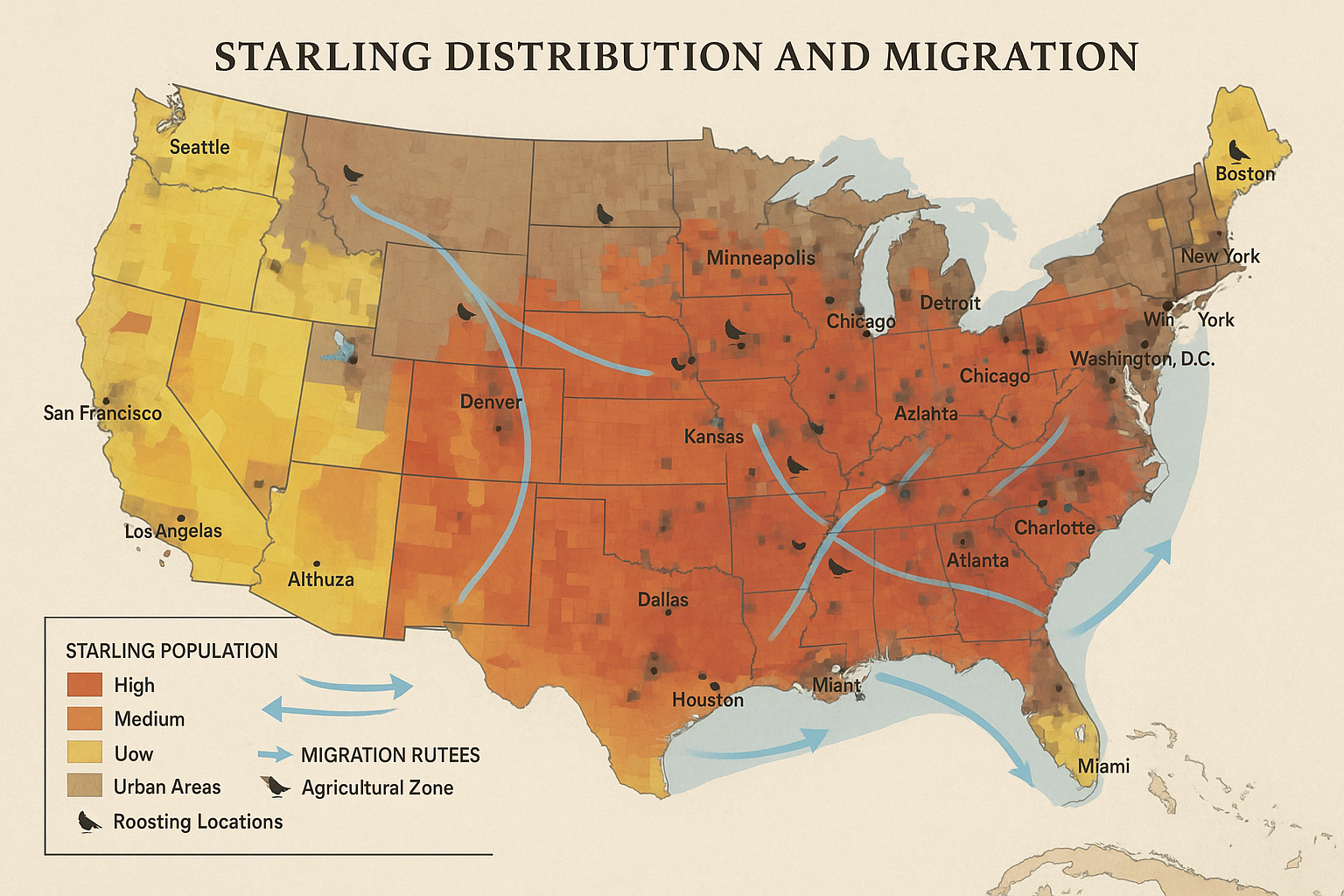 where do starlings live in the US