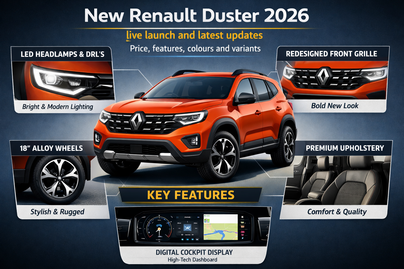New Renault Duster 2026 live launch and latest updates: Price, features, colours and variants