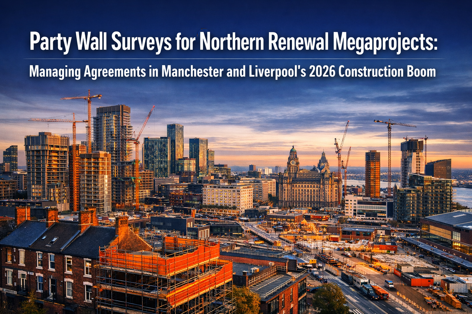 Professional () hero image with : 'Party Wall Surveys for Northern Renewal Megaprojects: Managing Agreements in Manchester