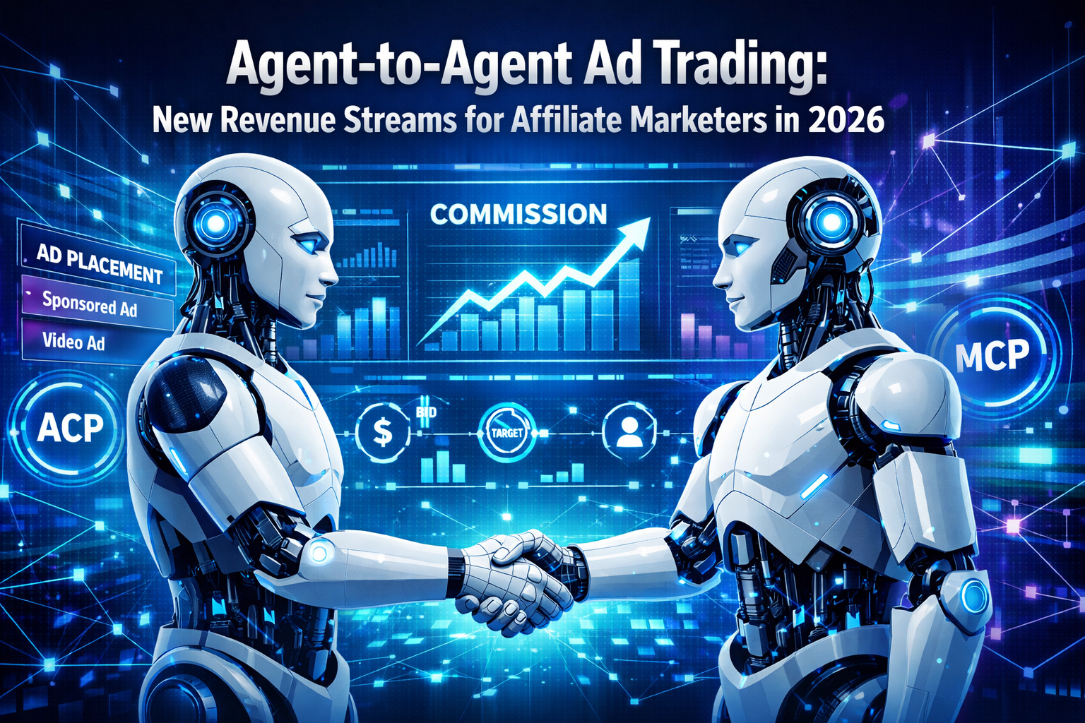 Professional () hero image with 'Agent-to-Agent Ad Trading: New Revenue Streams for Affiliate Marketers in 2026' in extra