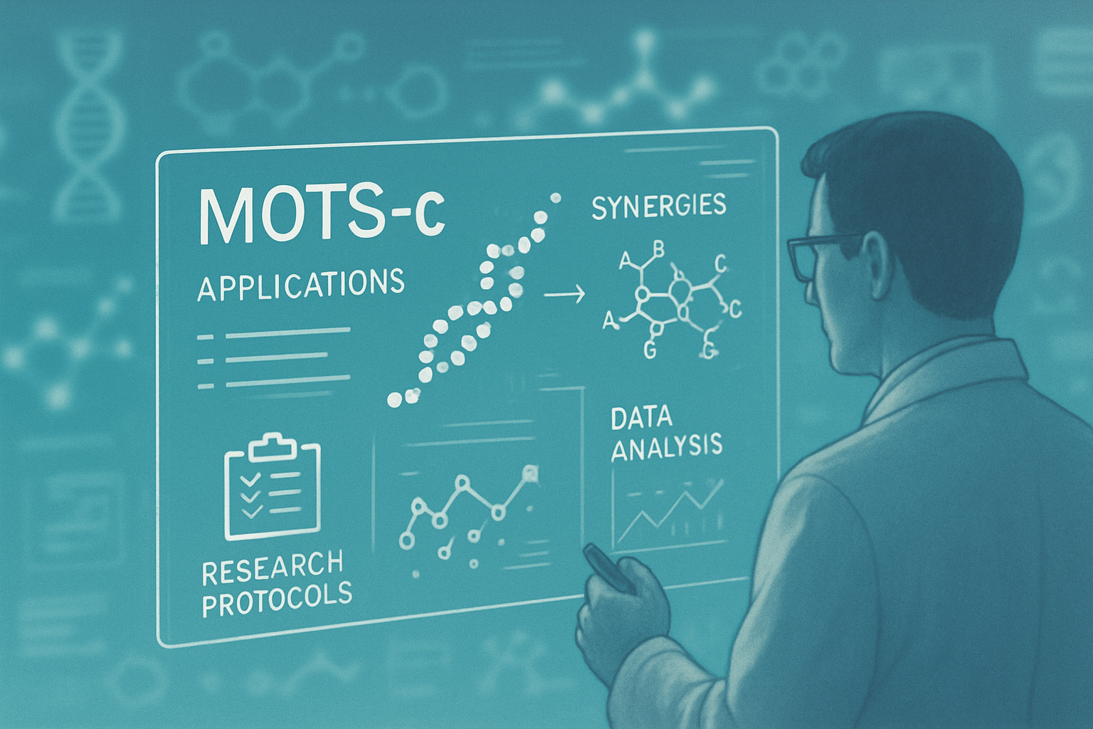 A conceptual image illustrating the future of peptide research and development, showing a blurred background of evolving scientific discover
