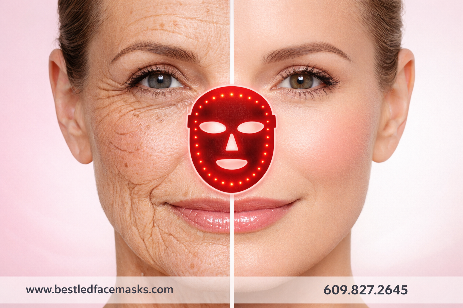 () split-screen before and after comparison concept showing the left side with illustrated fine lines, wrinkles, and uneven