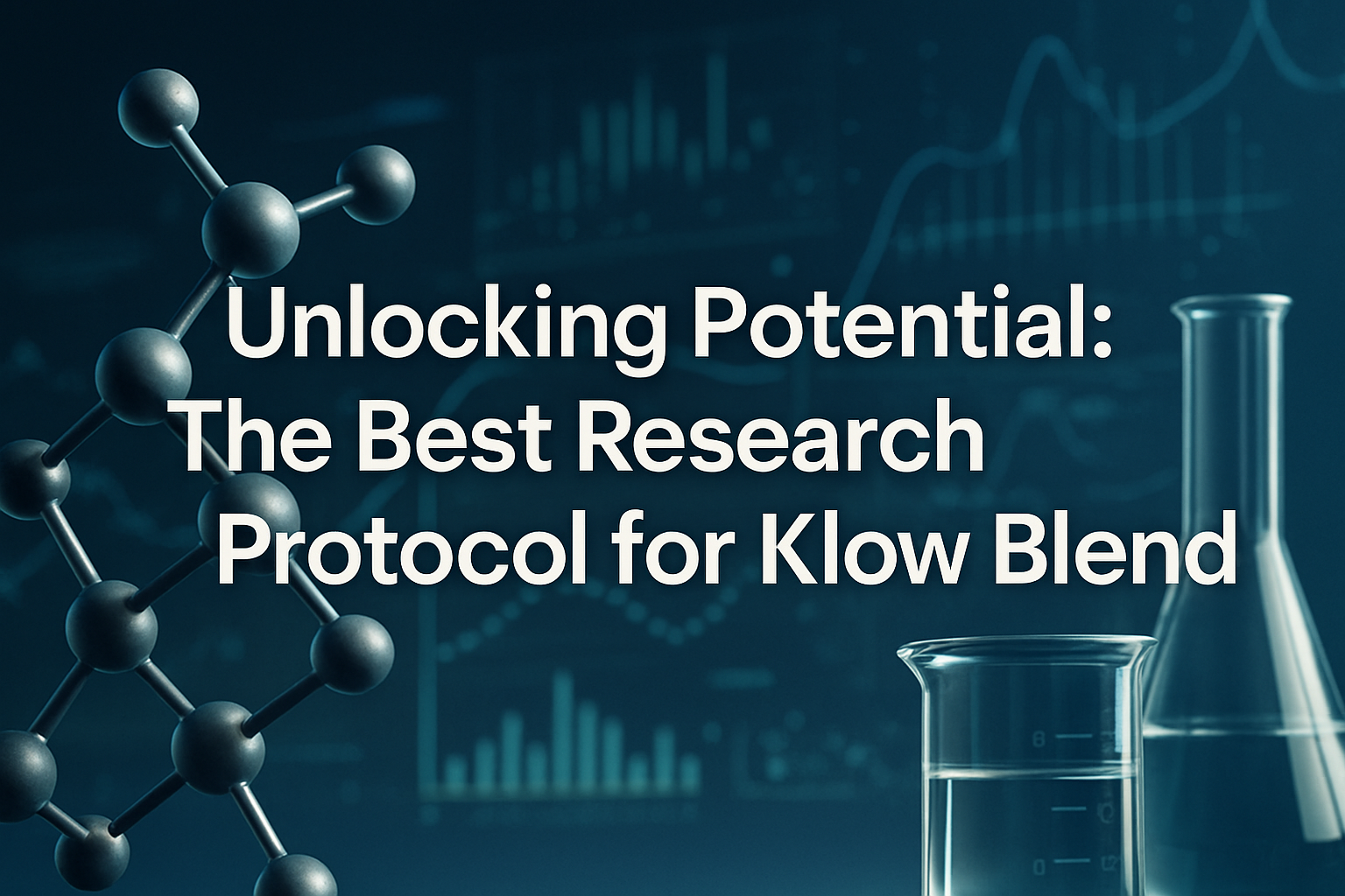 Professional landscape hero image (1536x1024) with bold text overlay: 'Unlocking Potential: The Best Research Protocol for Klow Blend', mode