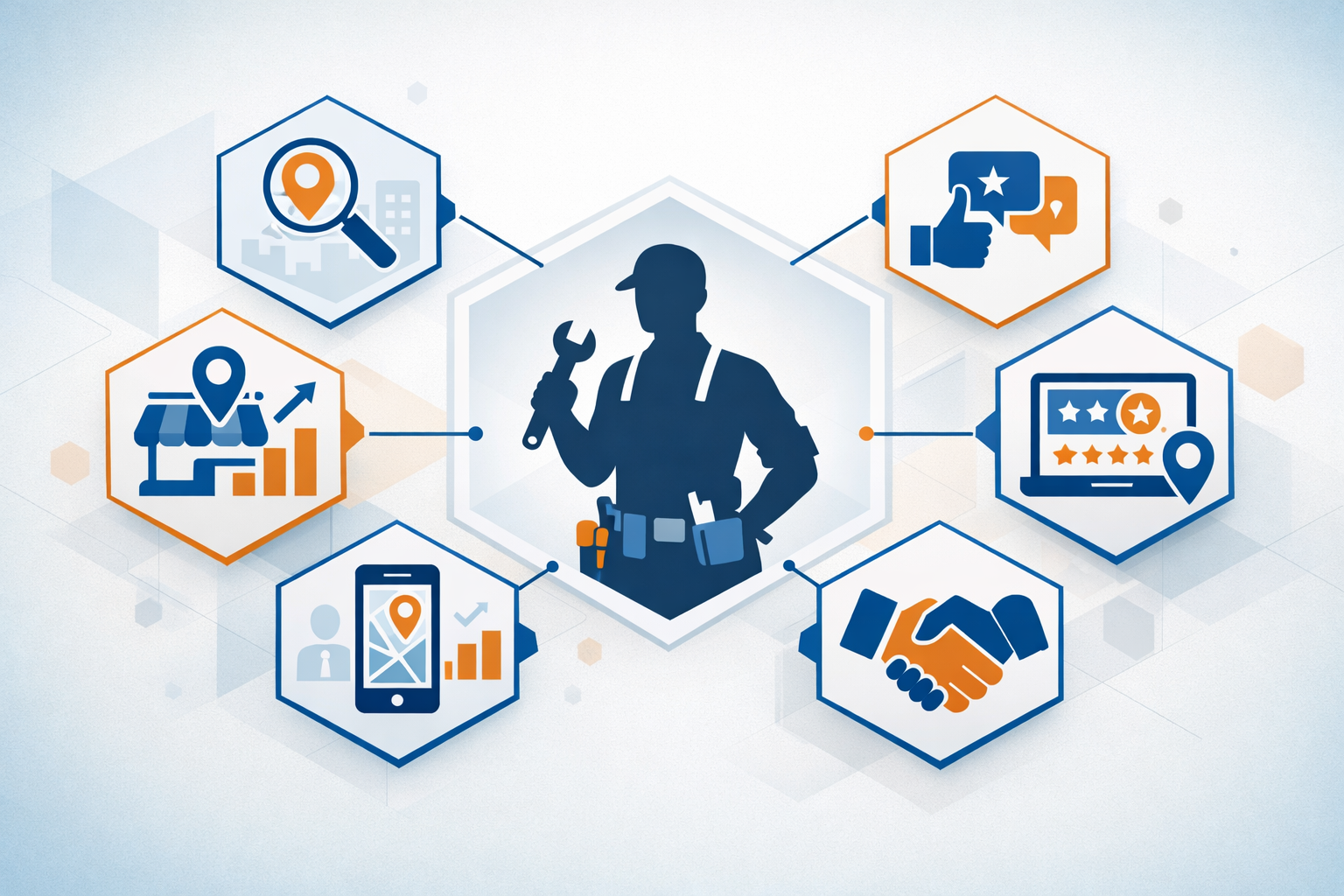 avoid years or dates on the images. avoid text on the images. create images without text. Key Takeaways section infographic for Google My Bu