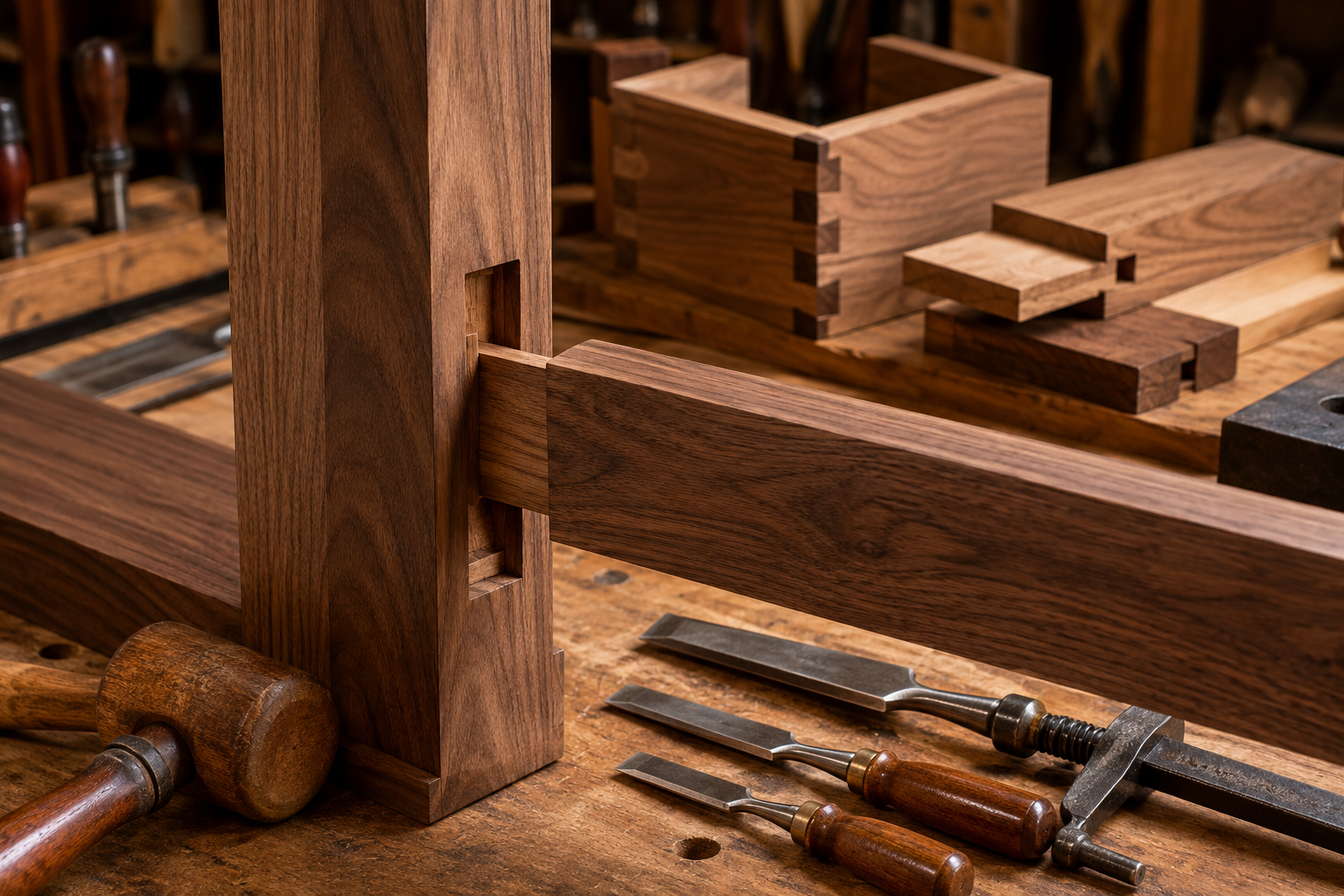 () image focusing on advanced joinery techniques used in custom home bar construction. A close-up shot of a meticulously