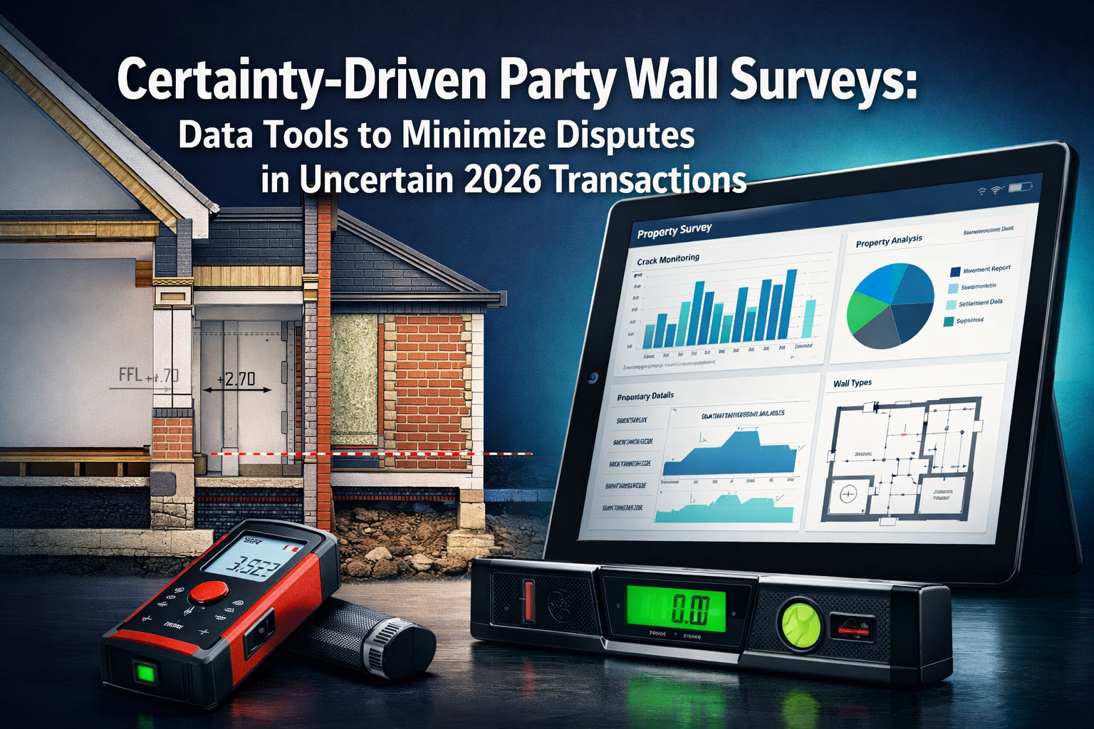 Professional () hero image featuring 'Certainty-Driven Party Wall Surveys: Data Tools to Minimize Disputes in Uncertain 2026