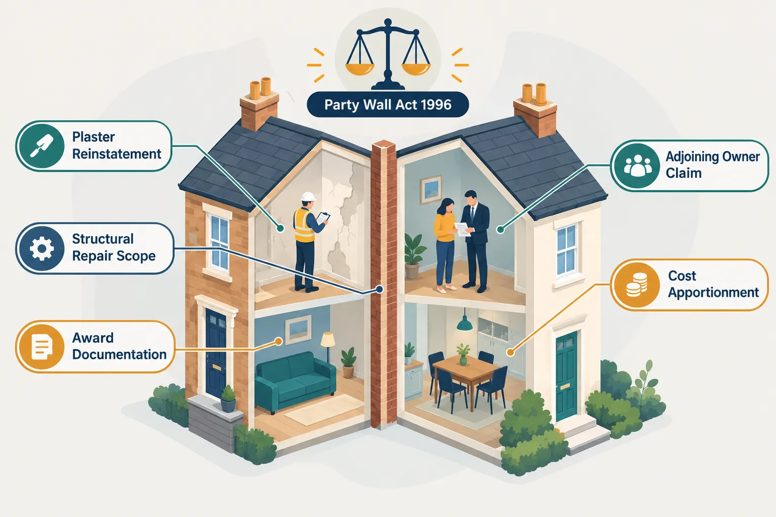 Reinstatement Costs After Party Wall Works: How Surveyors Assess Damage, Repair Scope and Claims