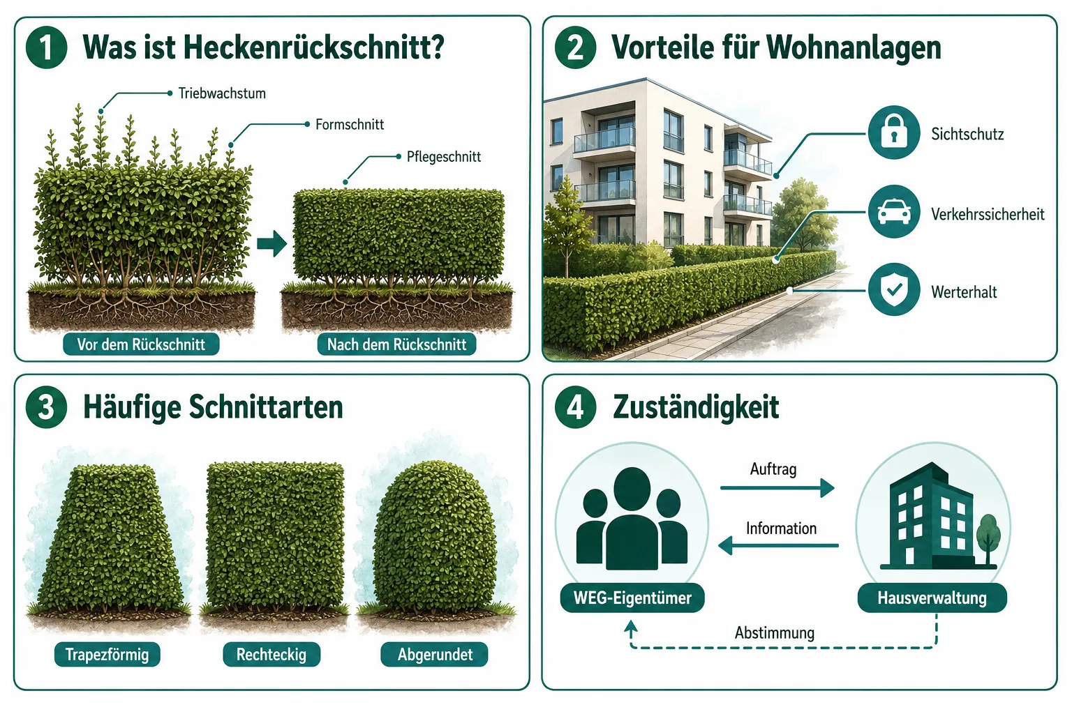 gepflegte Hecke an einer Wohnanlage