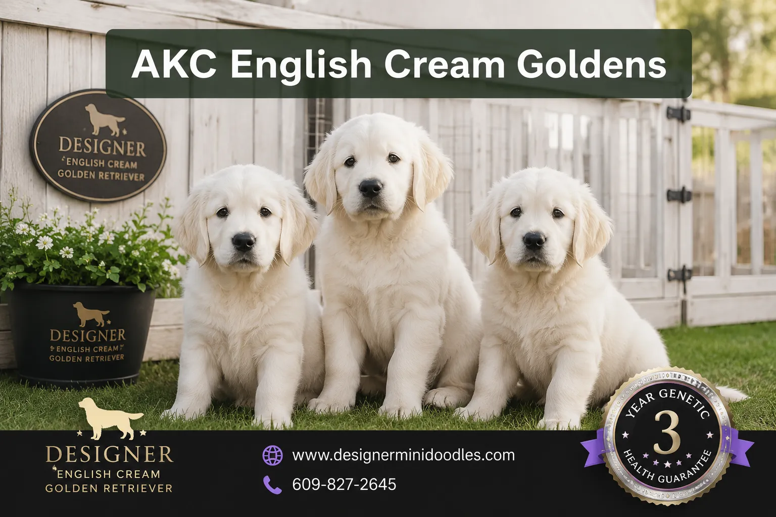 AKC english cream golden retrievers for sale