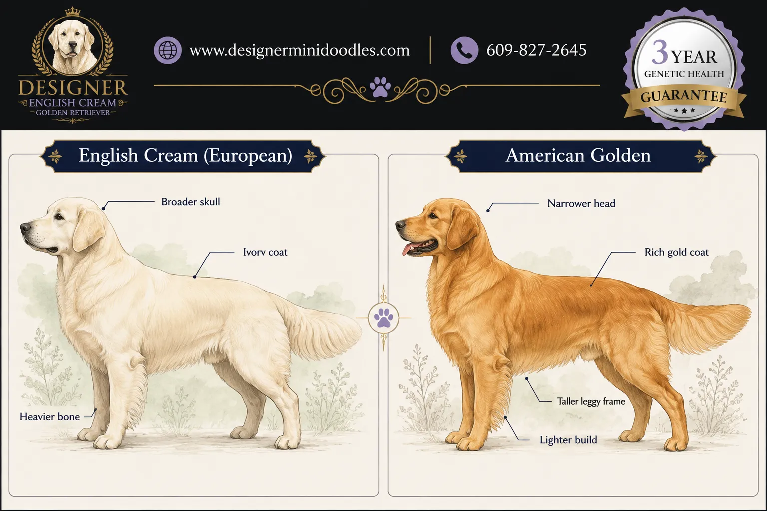 AKC english cream golden retrievers for sale