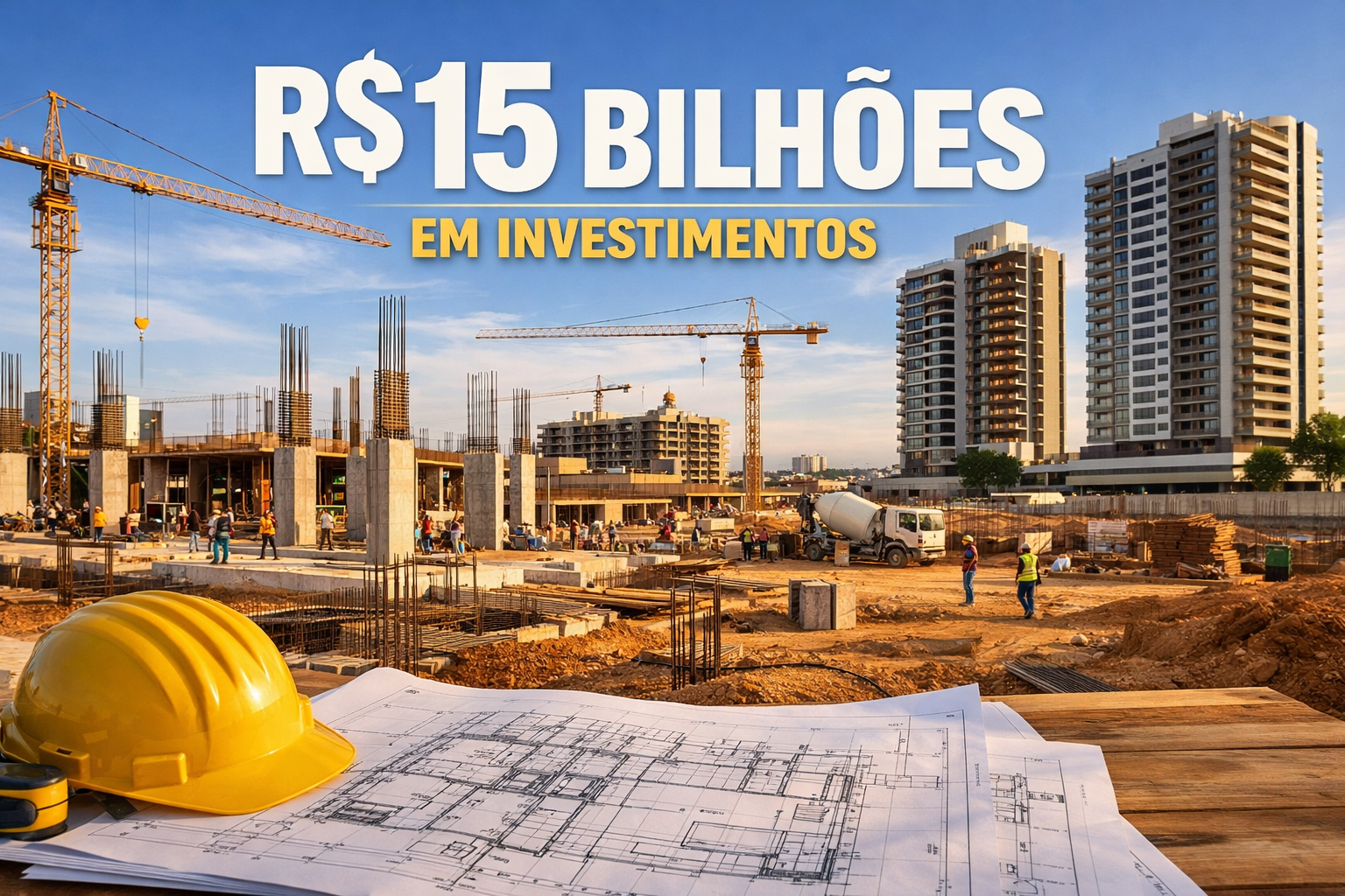 Detailed () editorial photograph showing construction site of mid-tier condominium development in Central Brazilian