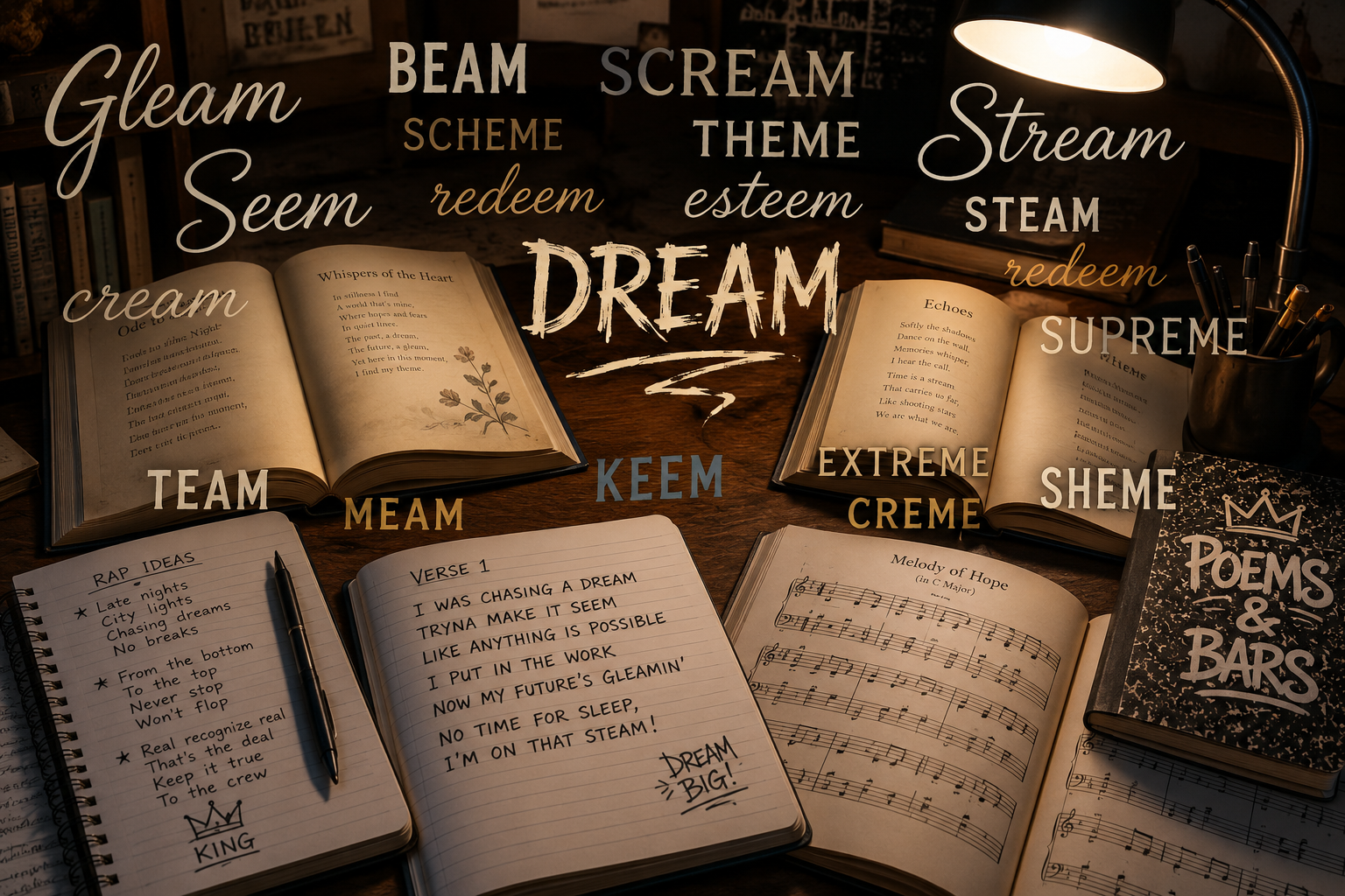 What are the best words that rhyme with dream for a poem?