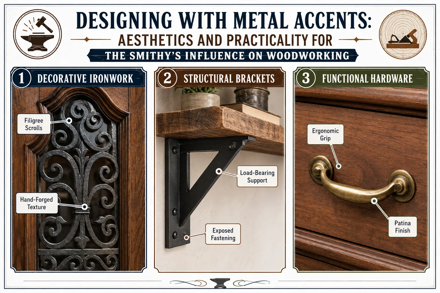 Designing with Metal Accents: Aesthetics and Practicality for The Smithy's Influence on Woodworking