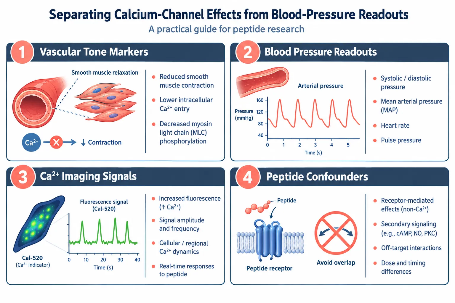 Separating Calcium-Channel Effects From Blood-Pressure and Vascular Readouts: A Practical Framework