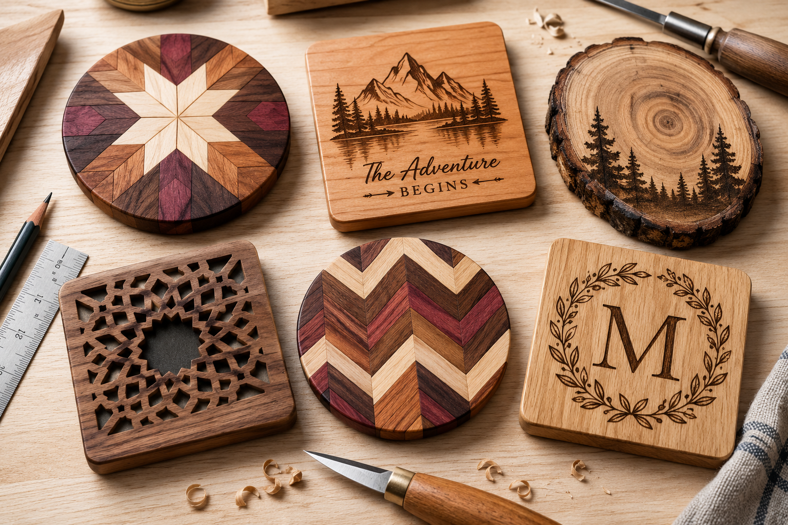 Crafting Engaging Designs for Custom Wooden Coasters and Trivets