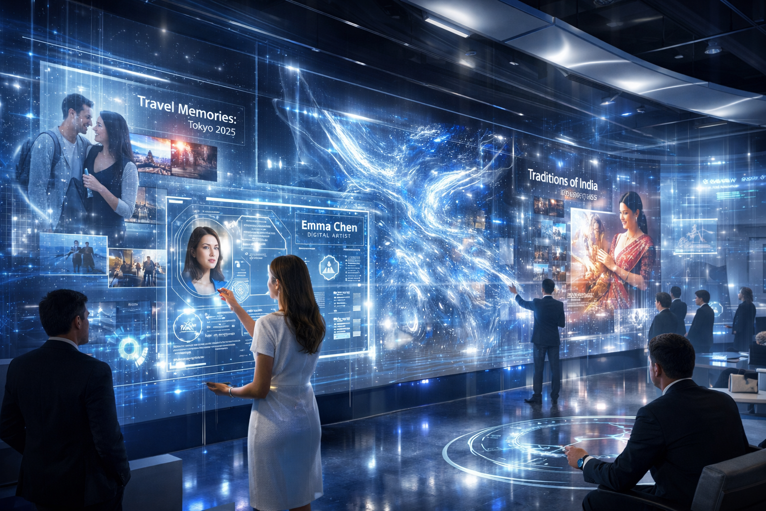 Futuristic conceptual visualization for '2026 Event Redefinition' section. Immersive digital rendering showcasing