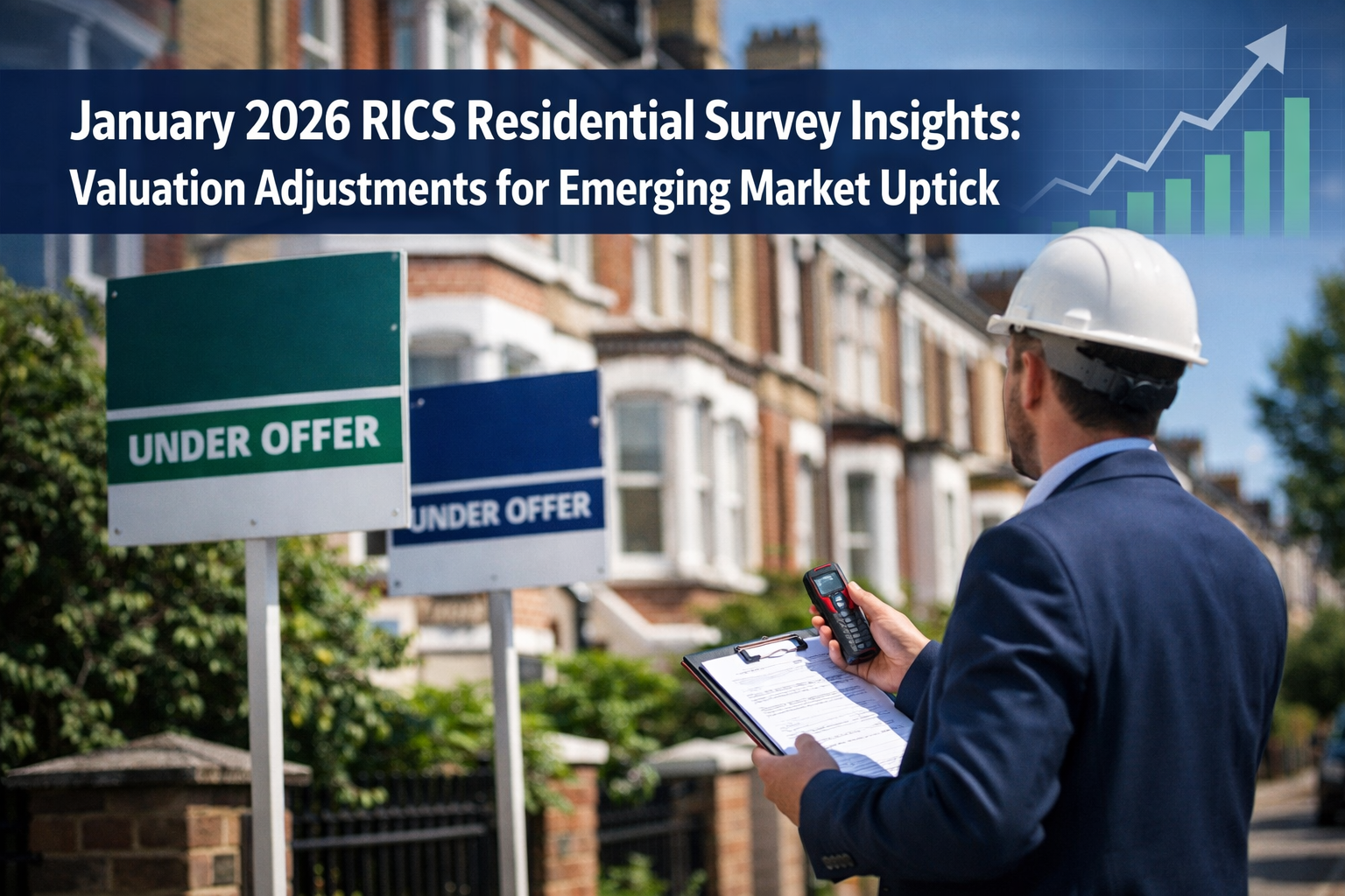 Professional () editorial hero image featuring 'January 2026 RICS Residential Survey Insights: Valuation Adjustments for