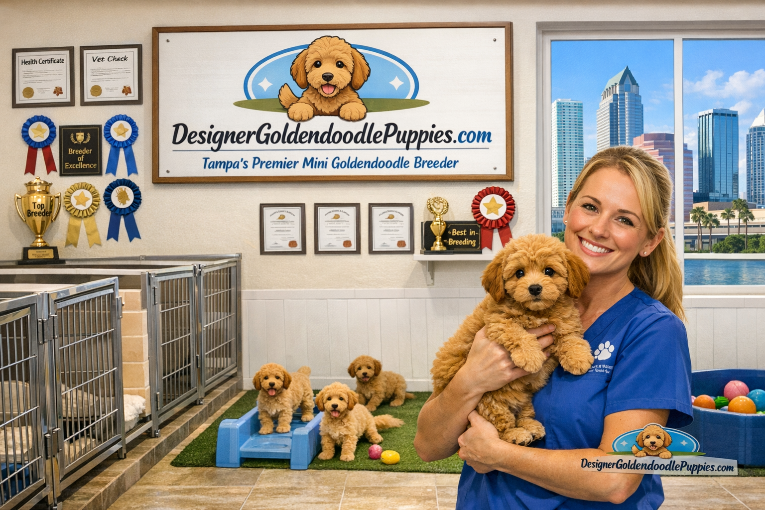 use keyphrases / topics as alt text do not use big paragraphs. Put logo of designergoldendoodlepuppies.com in images as possible where possi