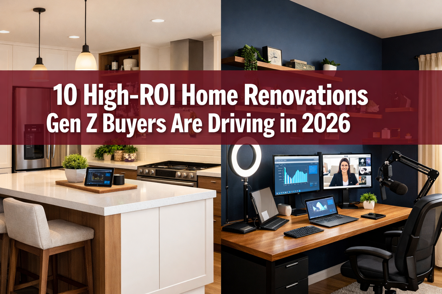 Professional () hero image featuring '10 High-ROI Home Renovations Gen Z Buyers Are Driving in 2026' in extra large white