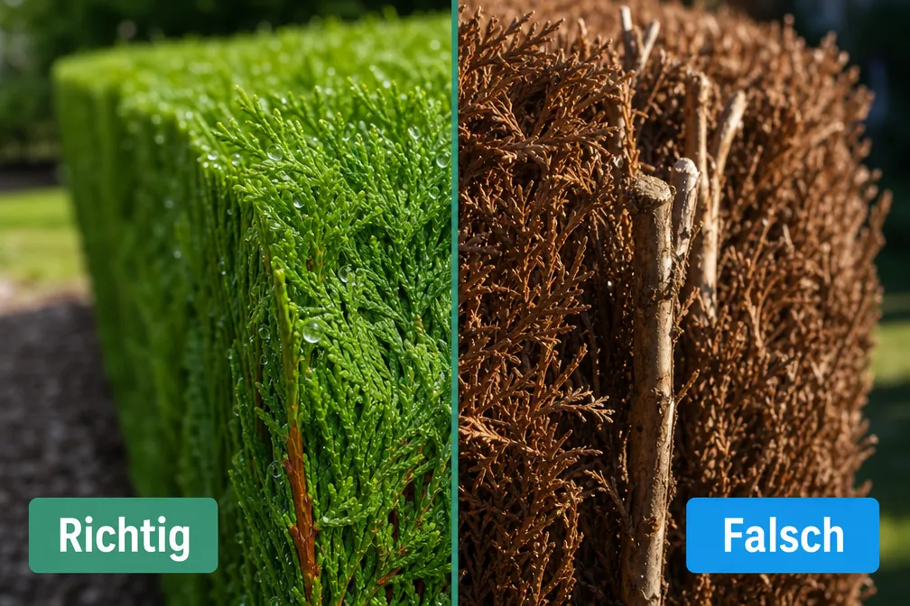 Wie schneide ich eine Thuja-Hecke richtig?