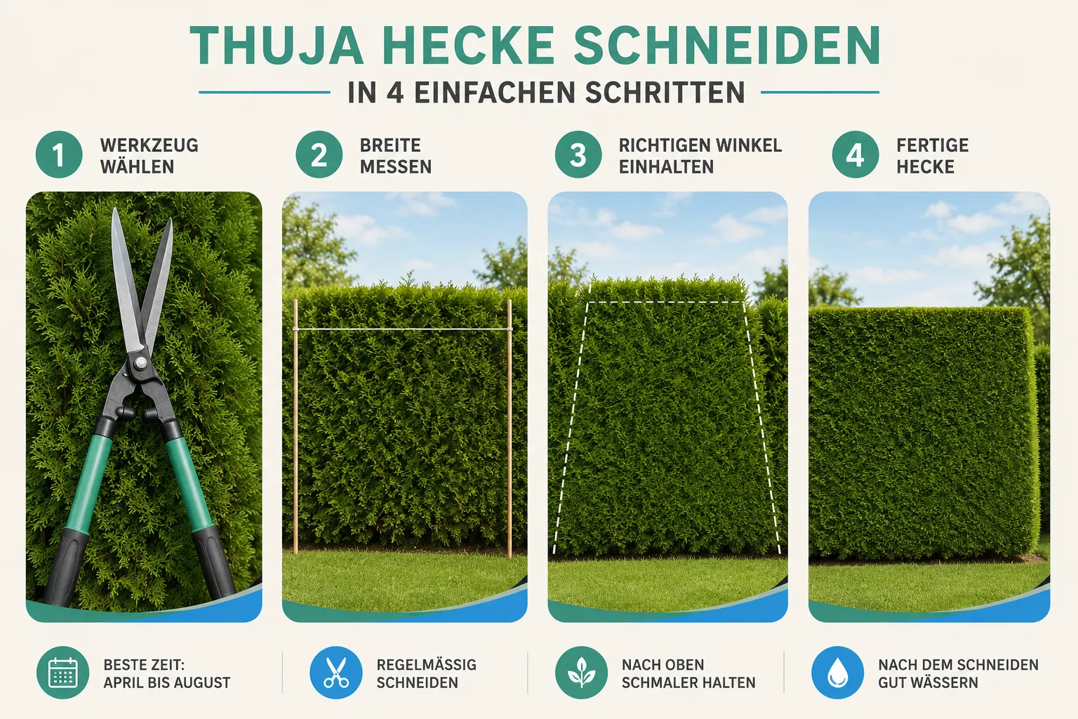 Welche Werkzeuge braucht man für den Thuja-Heckenschnitt?