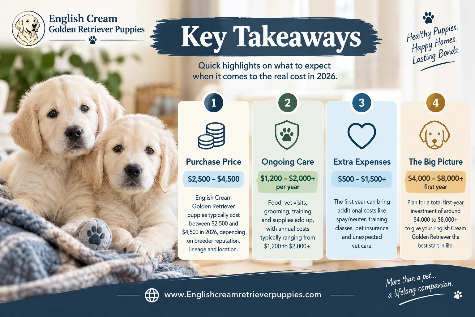 What Is the Full English Cream Golden Retriever Price Range, Including Year One?