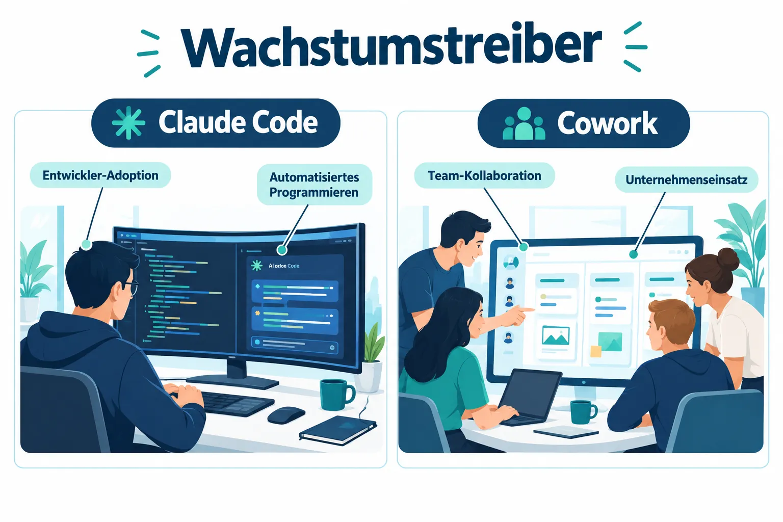 Claude Code und Cowork: Die Motoren des Wachstums