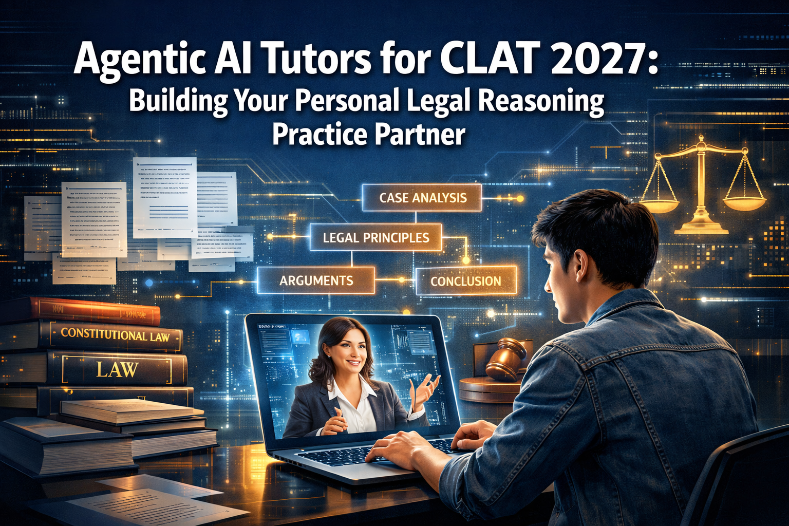 Professional () hero image featuring 'Agentic AI Tutors for CLAT 2027: Building Your Personal Legal Reasoning Practice