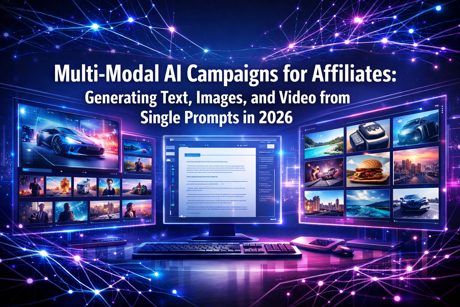 Professional () hero image featuring 'Multi-Modal AI Campaigns for Affiliates: Generating Text, Images, and Video from